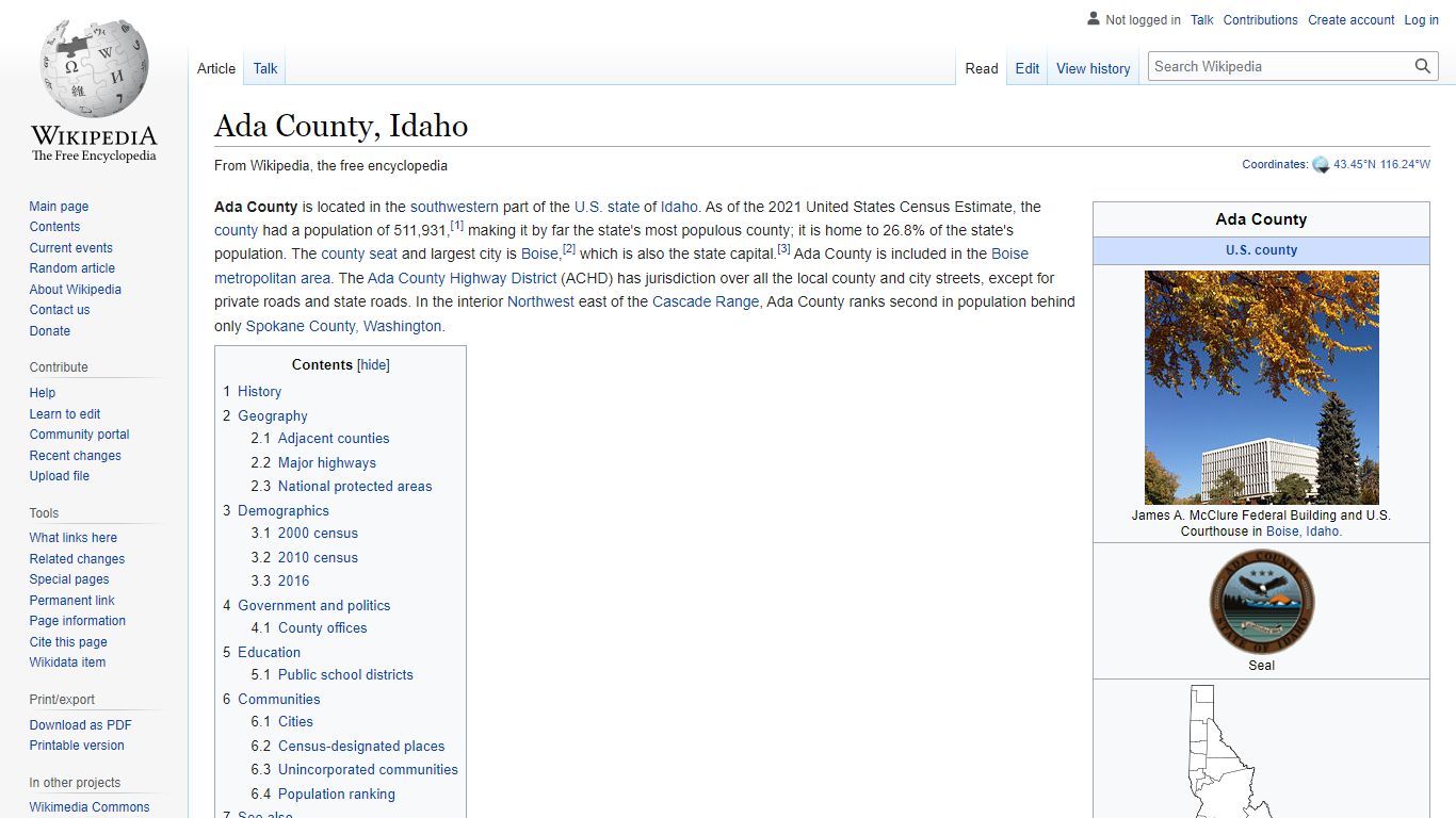 Ada County, Idaho - Wikipedia