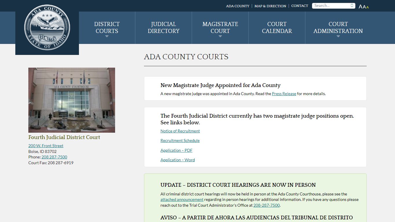 Ada County Courts - Judicial Court